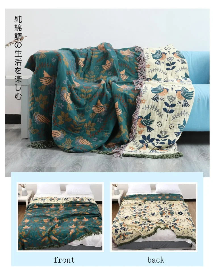 Japanese throw blanket cotton Double sided sofa cover Nordic sofa cushion Leisure blanket bedspread four seasons thin quilt