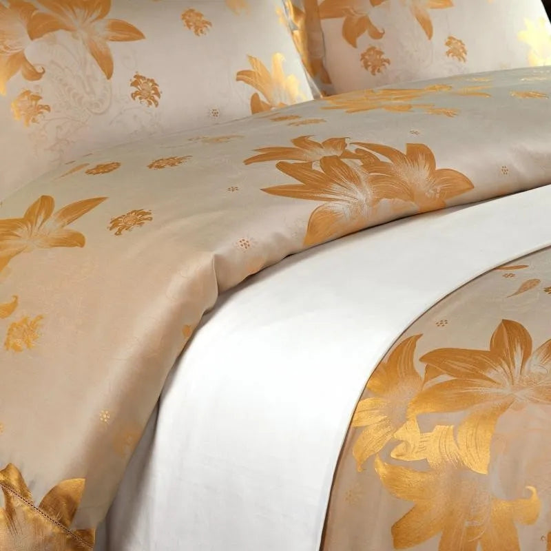 100% Pure Mulberry Nature Silk Jacquard Duvet Cover King size 4Pcs Luxury Silk Bedding Set Flat Bed Sheet,Pillowcases Cool Soft