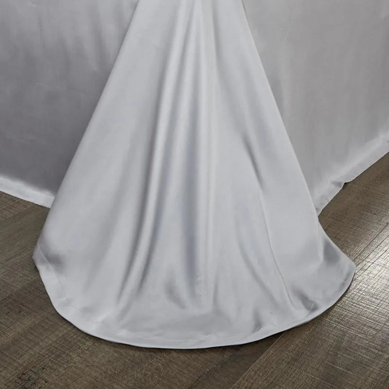 100% Pure Mulberry Nature Silk Jacquard Duvet Cover King size 4Pcs Luxury Silk Bedding Set Flat Bed Sheet,Pillowcases Cool Soft