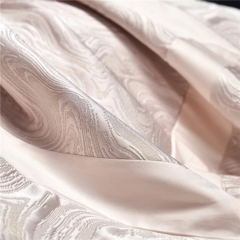 Water Patterned Jacquard 1000TC Eyptian Cotton Bedding White Rich Silk Silky Soft Wrinkle Free Duvet cover Flat sheet Pillowcase