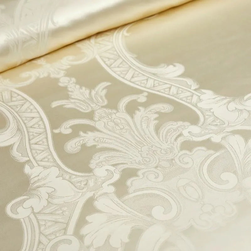 100% Pure Mulberry Nature Silk Jacquard Duvet Cover King size 4Pcs Luxury Silk Bedding Set Flat Bed Sheet,Pillowcases Cool Soft