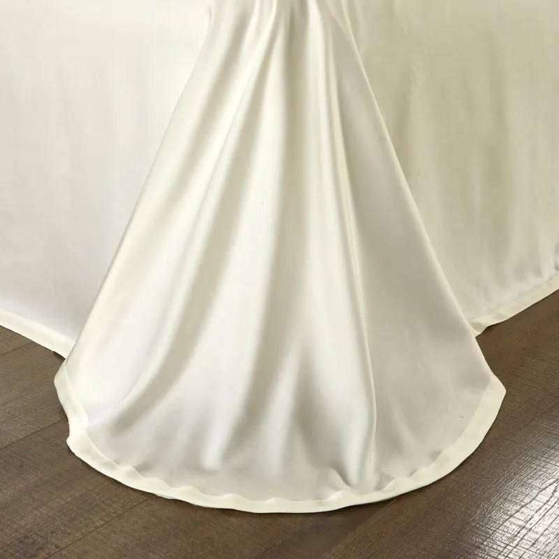 100% Pure Mulberry Nature Silk Jacquard Duvet Cover King size 4Pcs Luxury Silk Bedding Set Flat Bed Sheet,Pillowcases Cool Soft